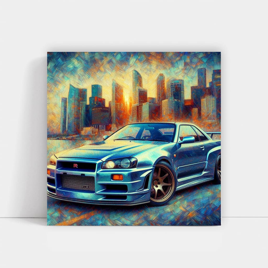 1999 Nissan Skyline GT-R R34 Impressionist Art - Iconic Legend