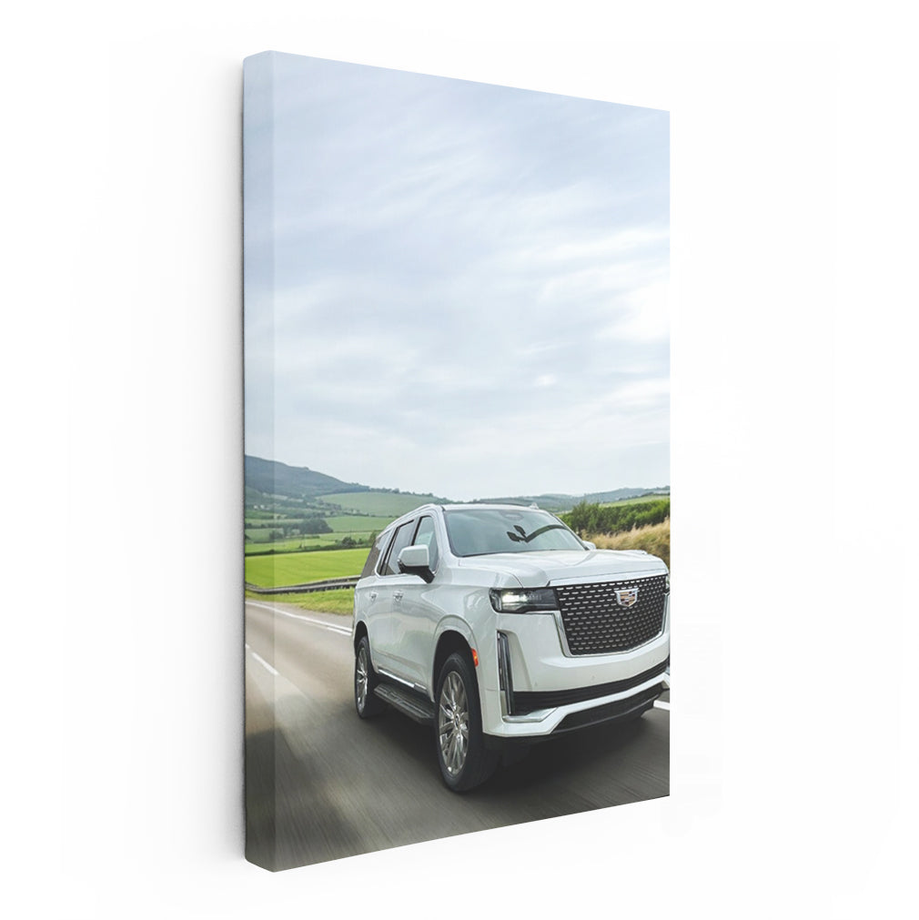 2024 White Cadillac Escalade Premium Luxury on Road - Iconic SUV
