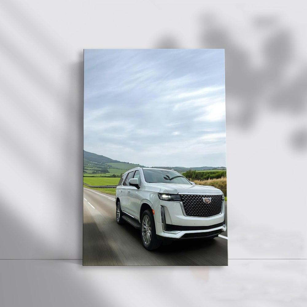 2024 White Cadillac Escalade Premium Luxury on Road - Iconic SUV