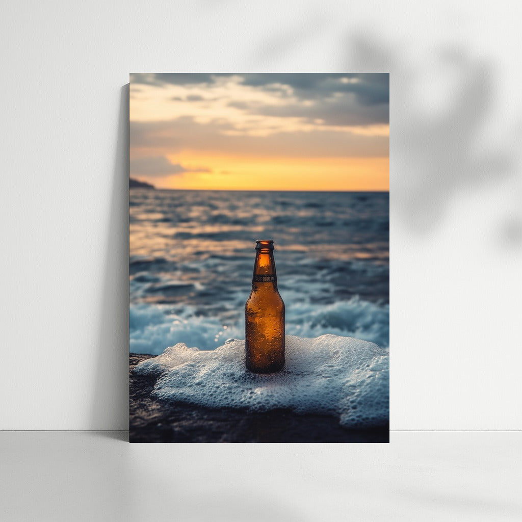 Sunset Message: Bottle on the Crest of the Waves