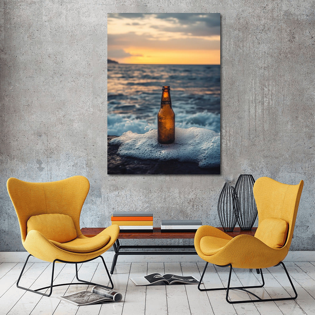 Sunset Message: Bottle on the Crest of the Waves