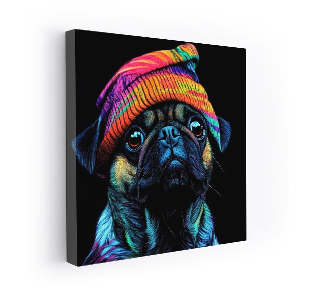 Rainbow Scamp: Pug in a Riding Hood
