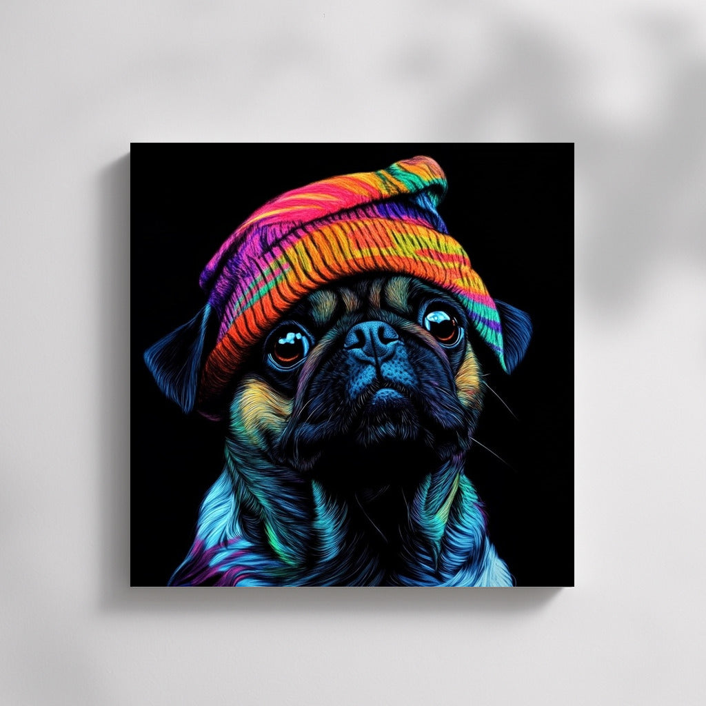 Rainbow Scamp: Pug in a Riding Hood