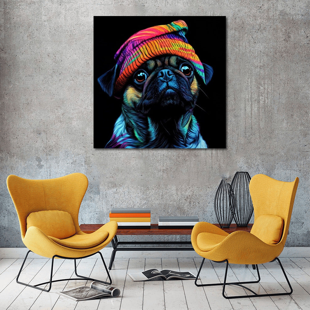 Rainbow Scamp: Pug in a Riding Hood