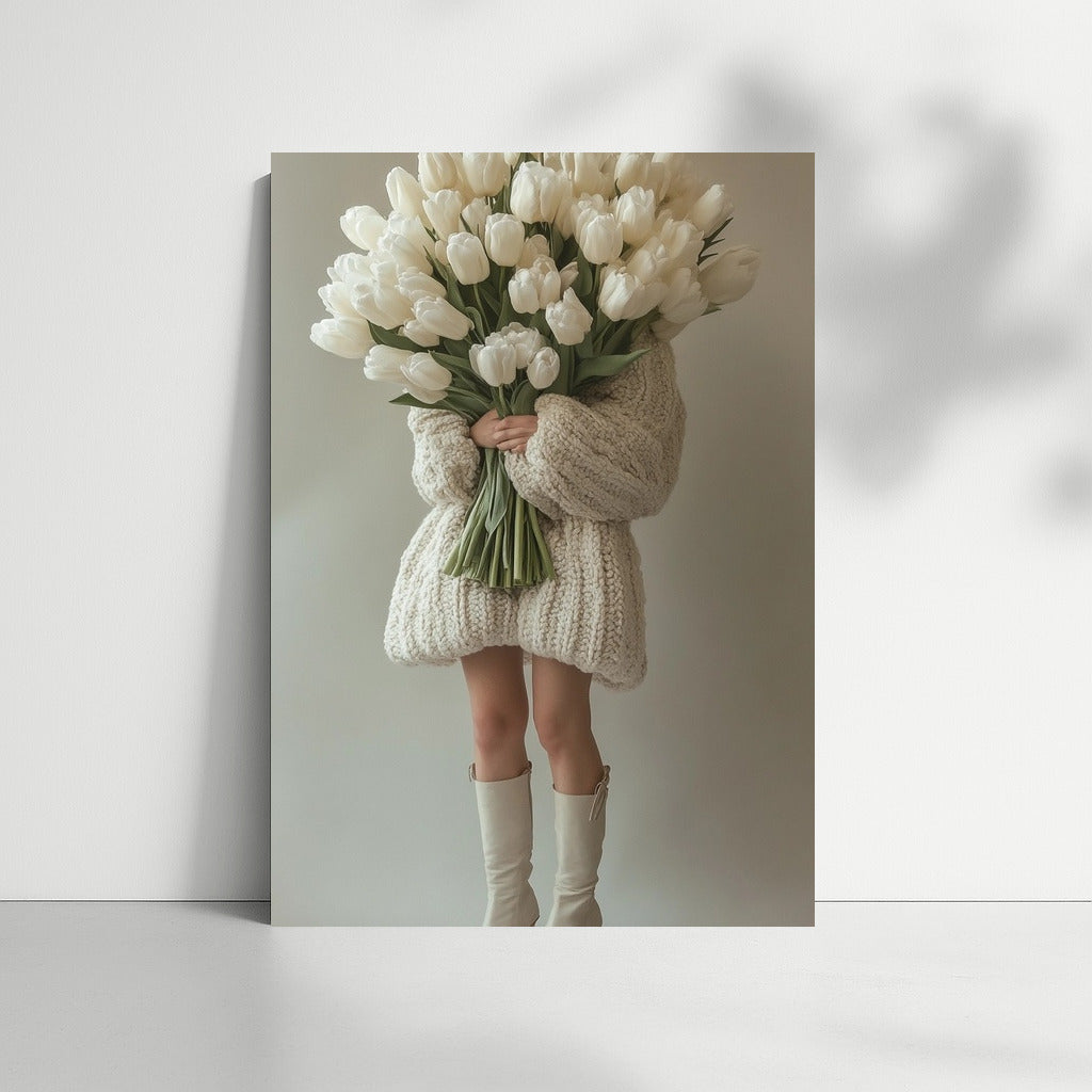 The warmth of tulips in a sweater