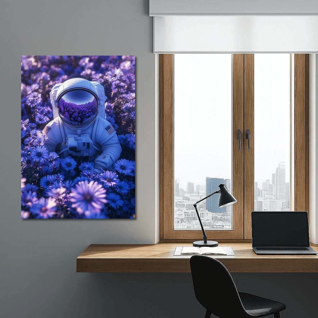 Harmony of the Universe: Astronaut in Purple Bloom