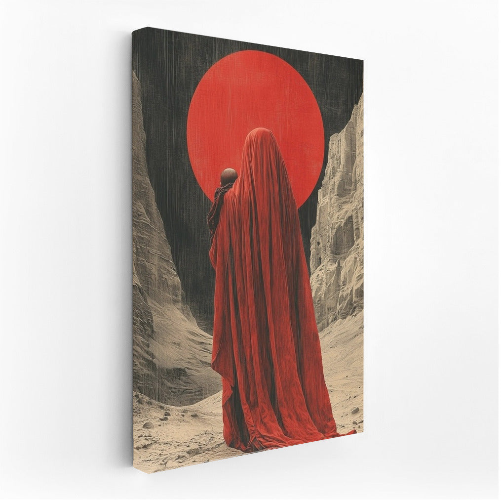 Red Figure Under the Moon Veil