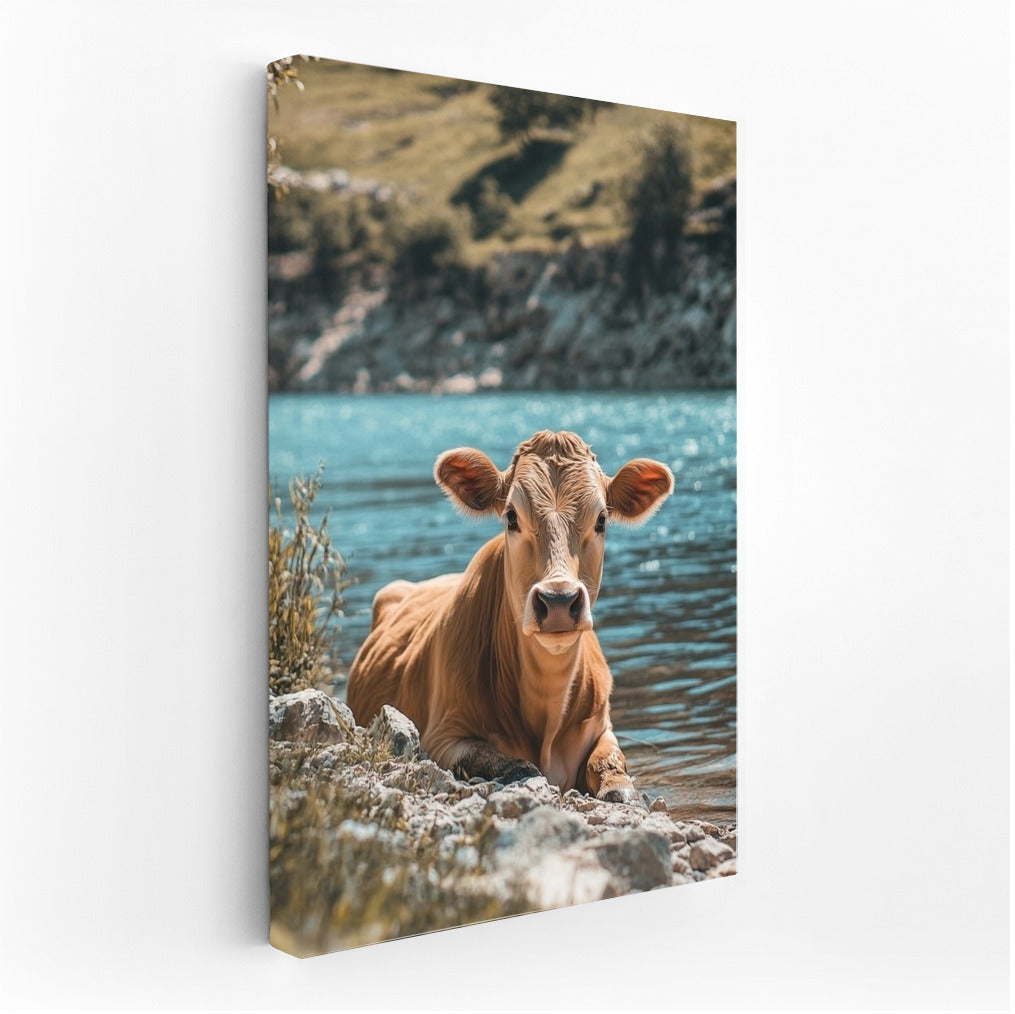 Coastal Idyll: Cow in Summer Calm