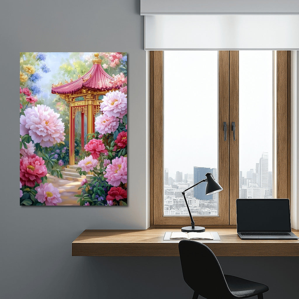 Pagoda in the Embrace of Peonies