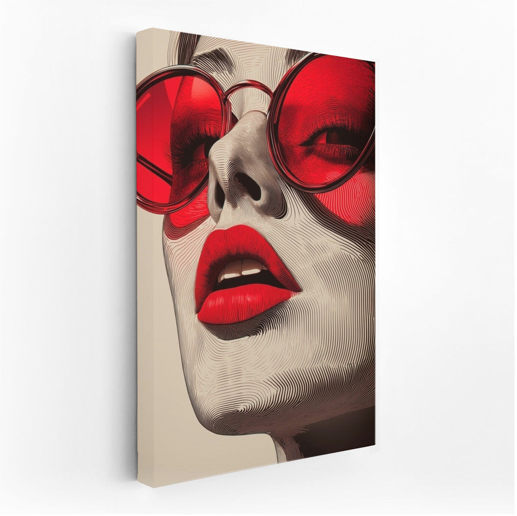 Burning Gaze: Red Glasses and Lips