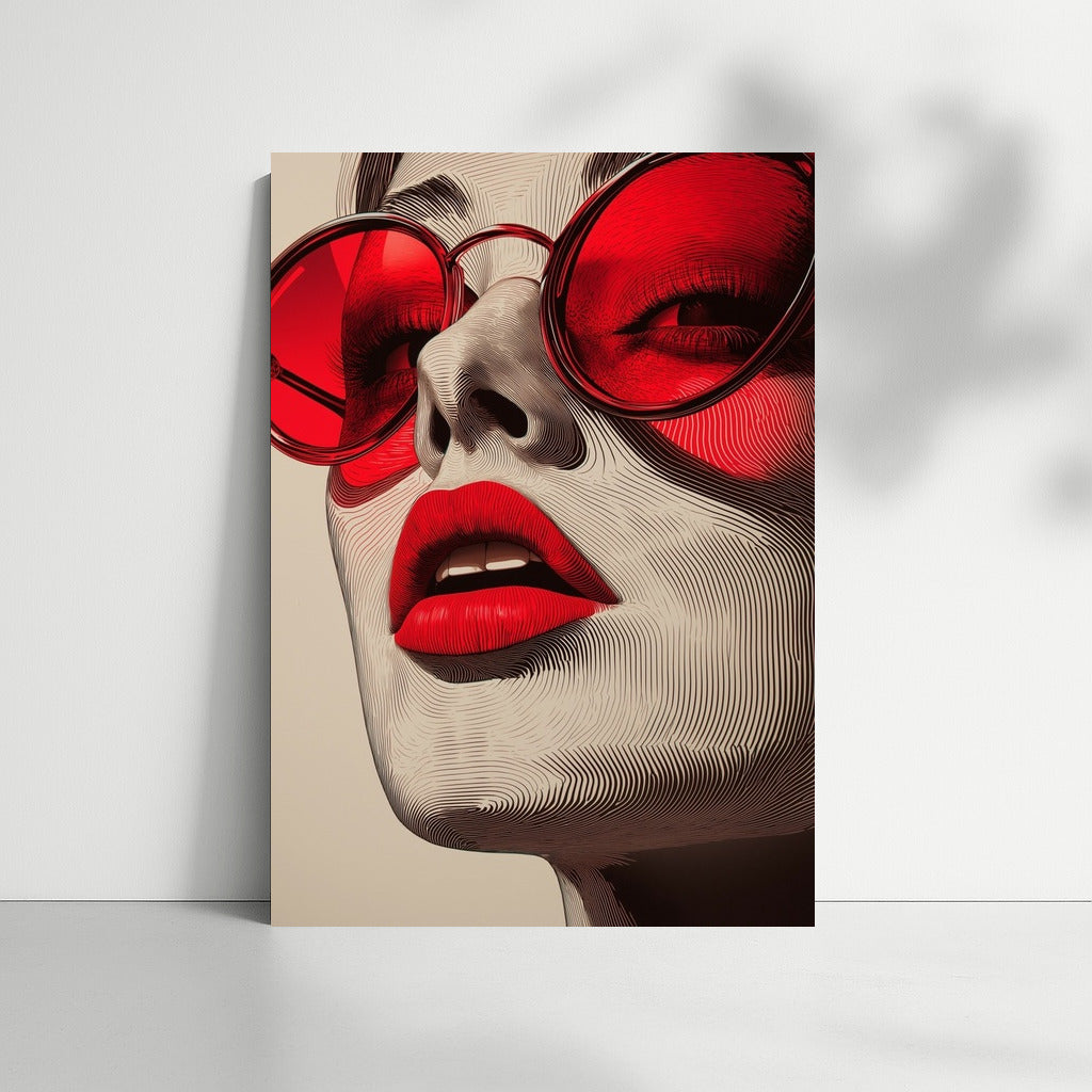 Burning Gaze: Red Glasses and Lips