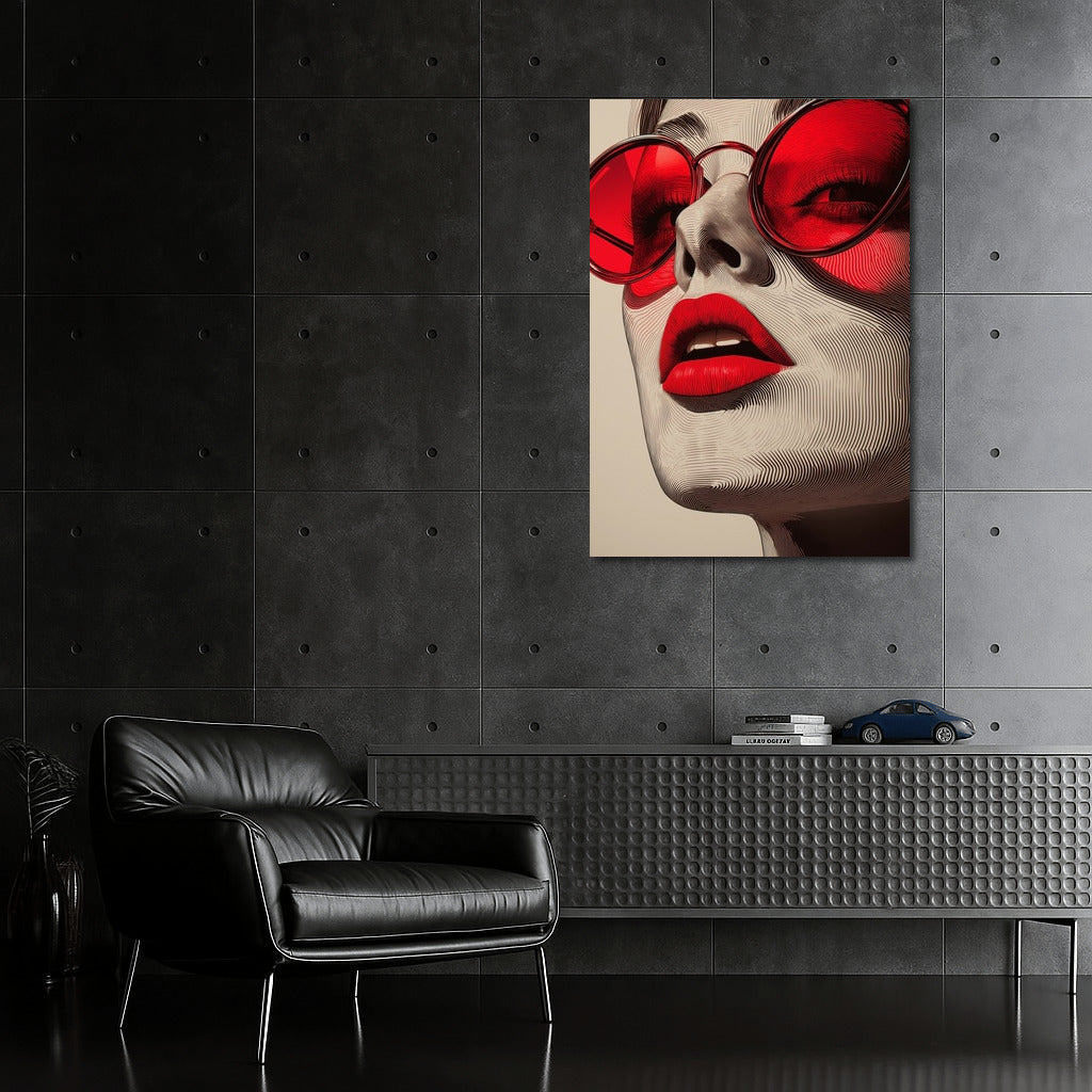 Burning Gaze: Red Glasses and Lips