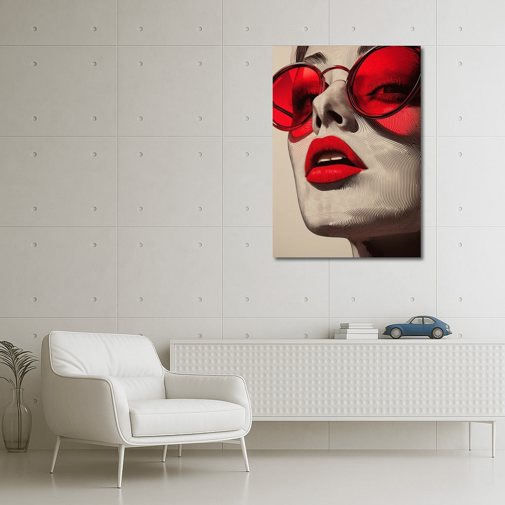 Burning Gaze: Red Glasses and Lips
