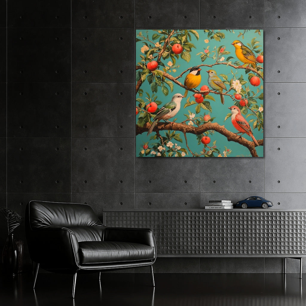 Bird dance in the apple orchard