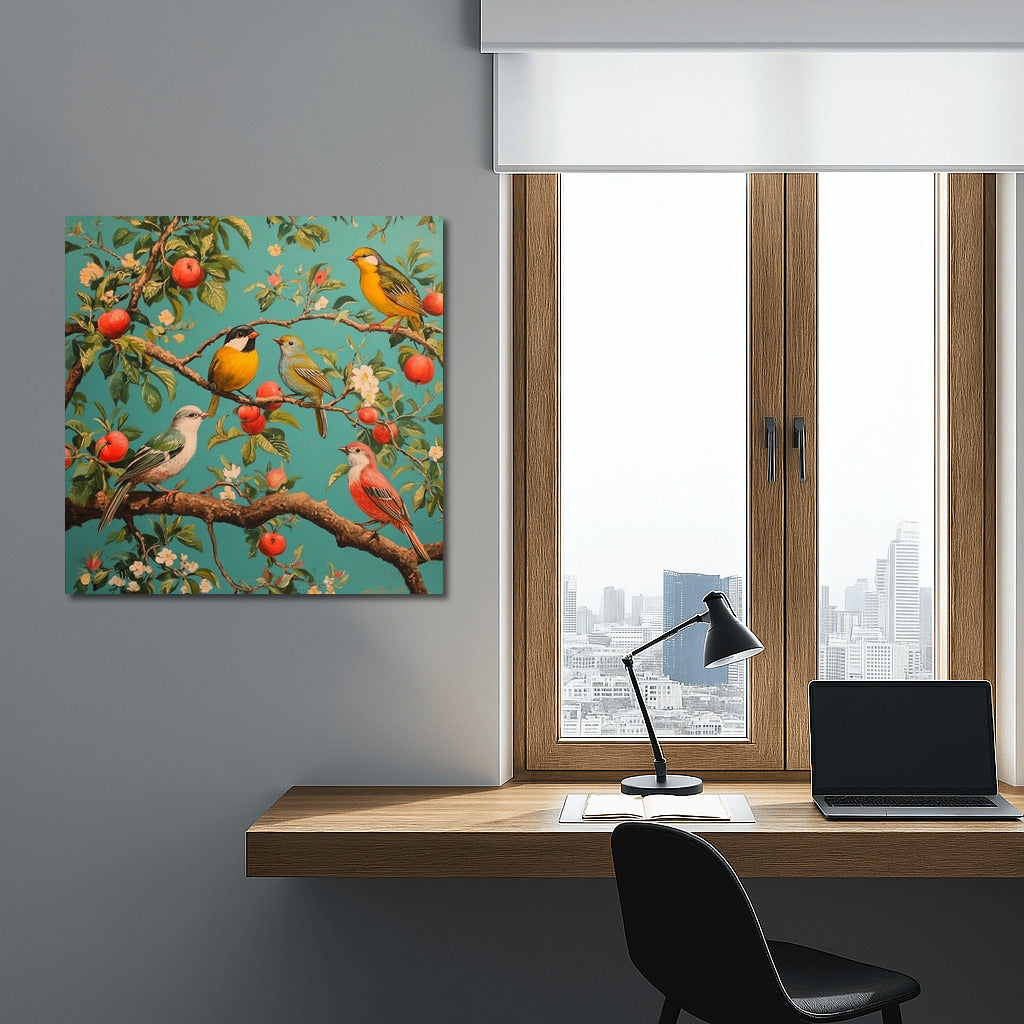 Bird dance in the apple orchard