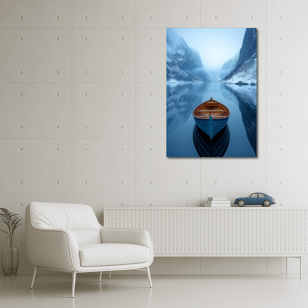 Winter Odyssey: A Boat in the Embrace of the Fjord