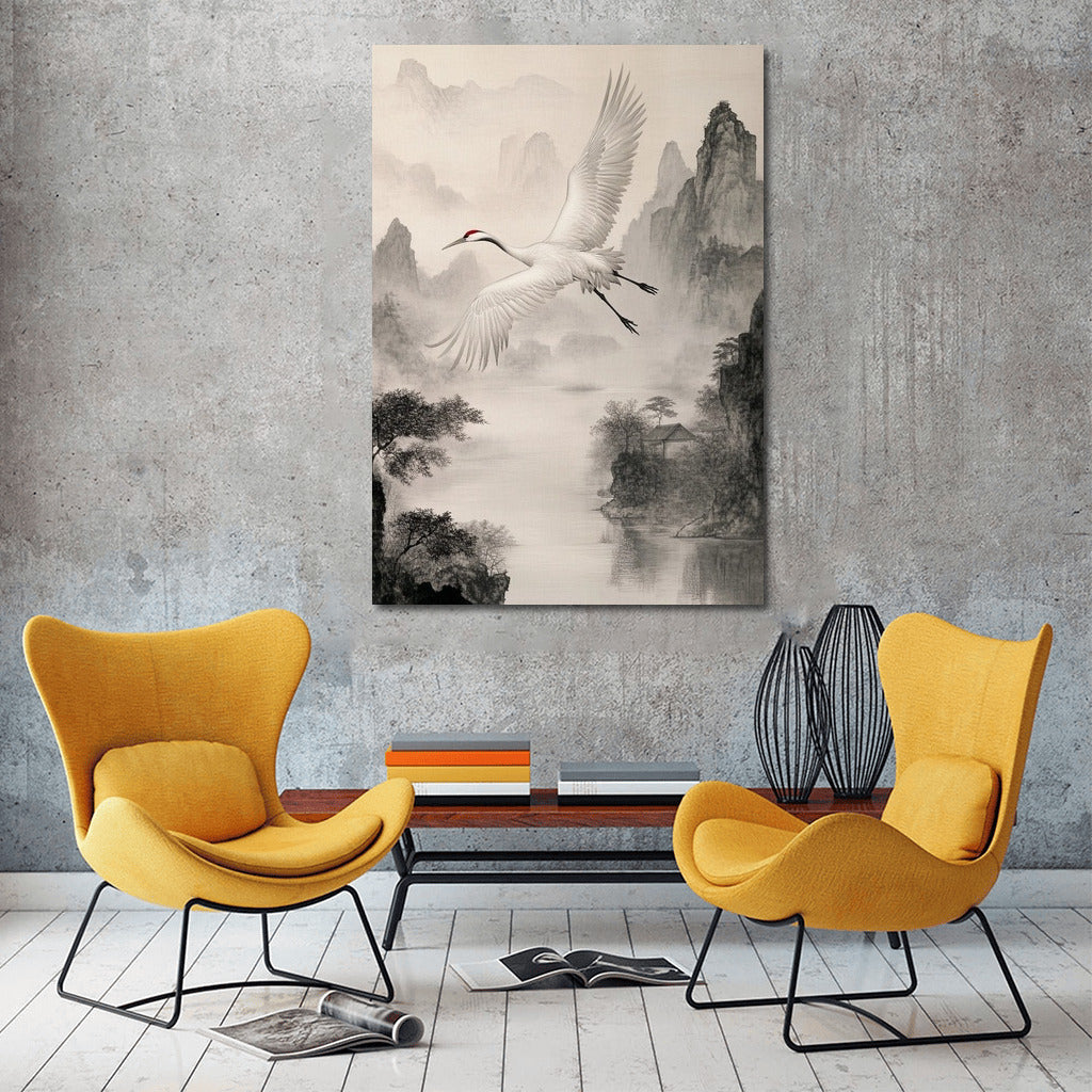 The Soaring Crane: Symphony of Mountains