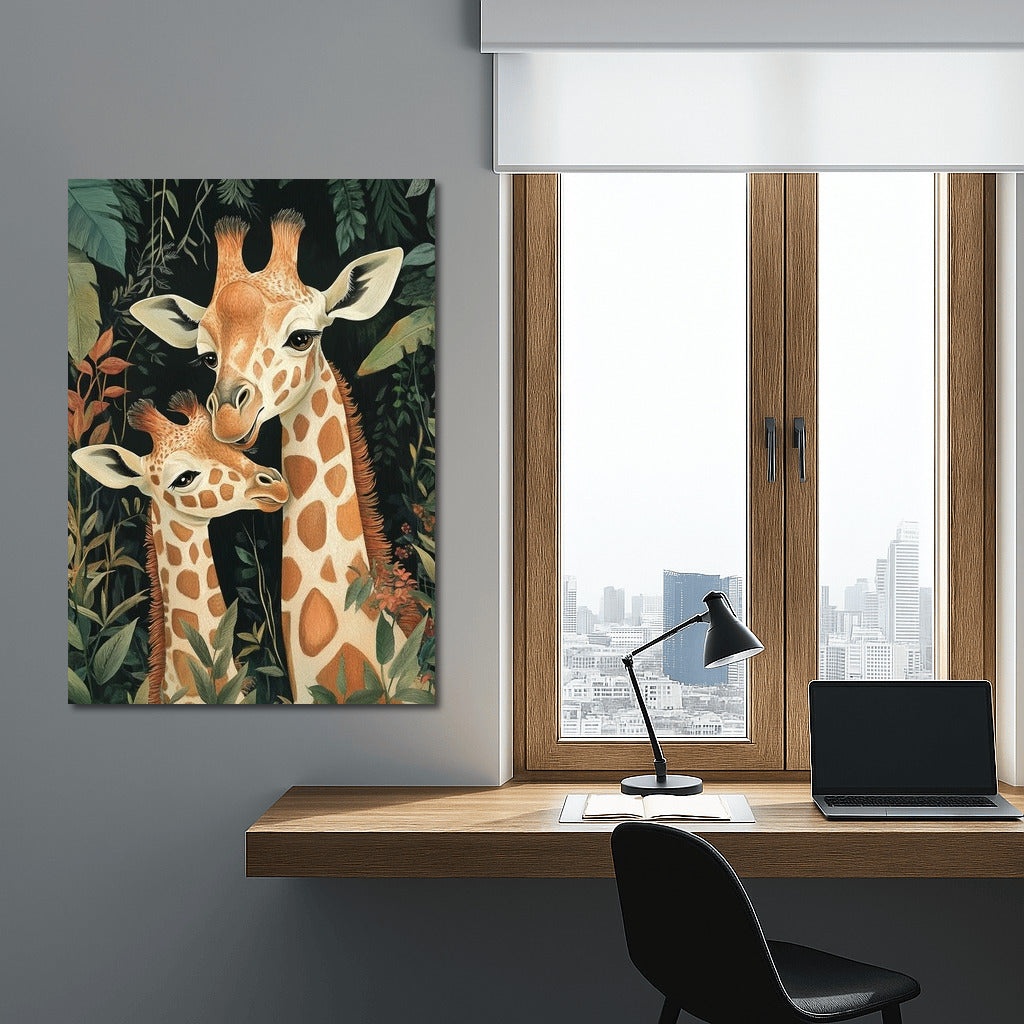 Dance of the Giraffes among the Emerald Vines