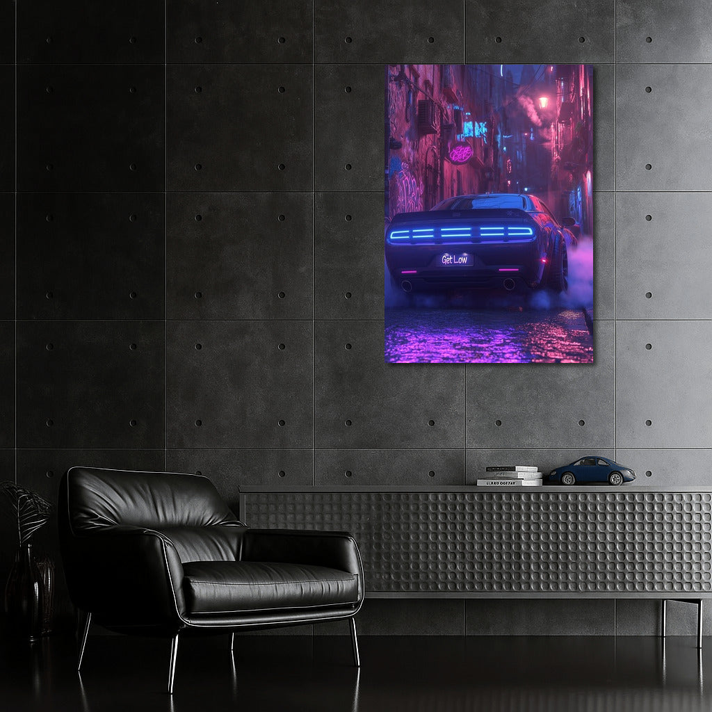 Neon Vortex: Dodge Challenger in Night Flight