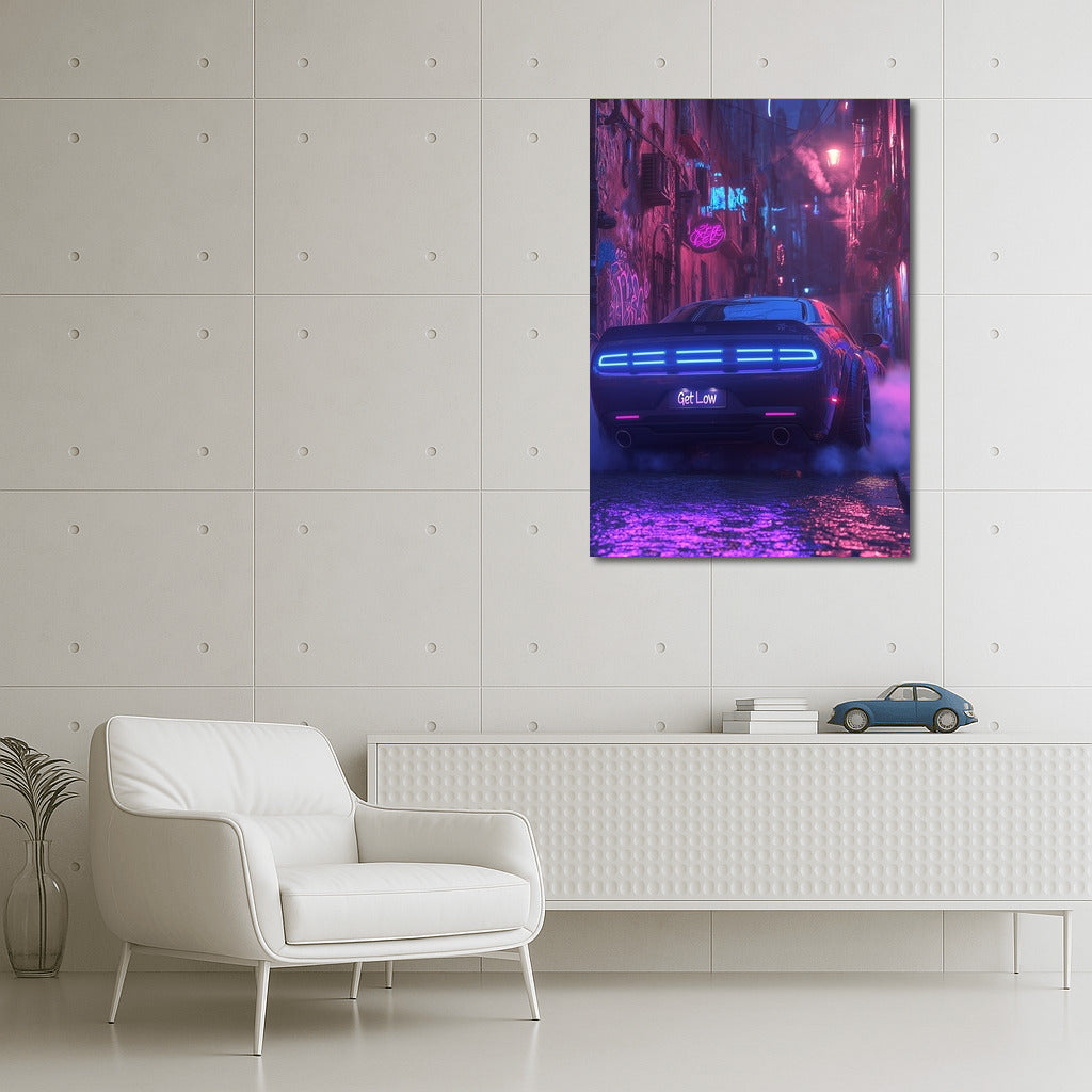 Neon Vortex: Dodge Challenger in Night Flight
