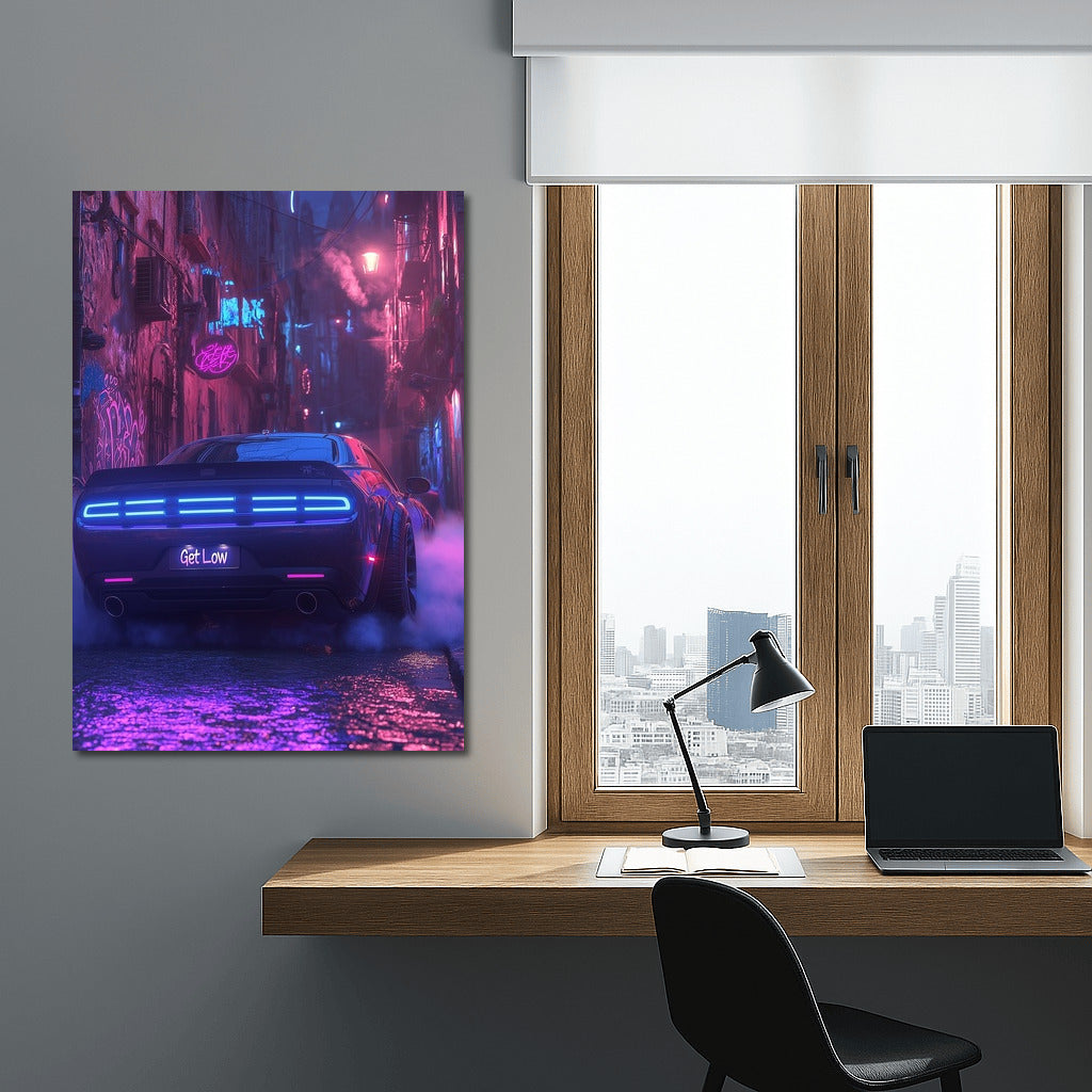 Neon Vortex: Dodge Challenger in Night Flight