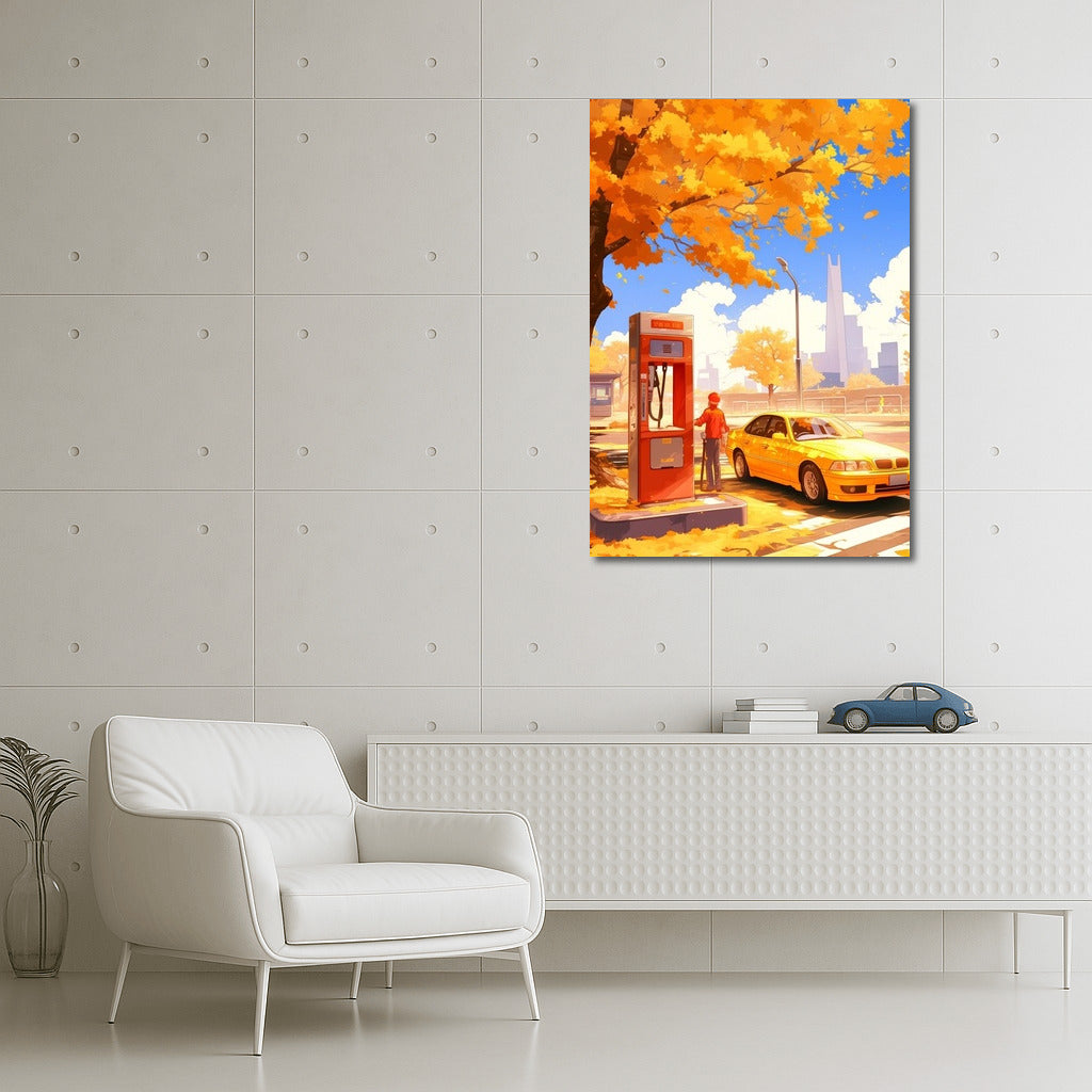 Golden Symphony of Autumn: The Girl and the Yellow BMW