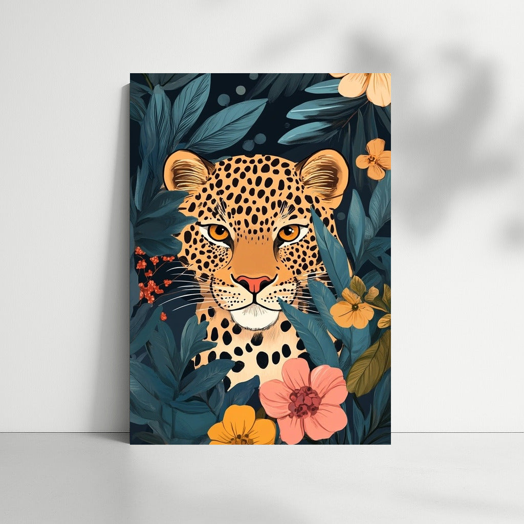 Flower Predator: Leopard in Nature's Splendor