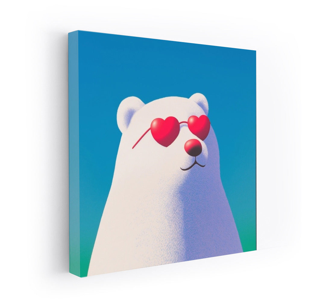 Polar Romantic: Polar Bear in Love Glasses