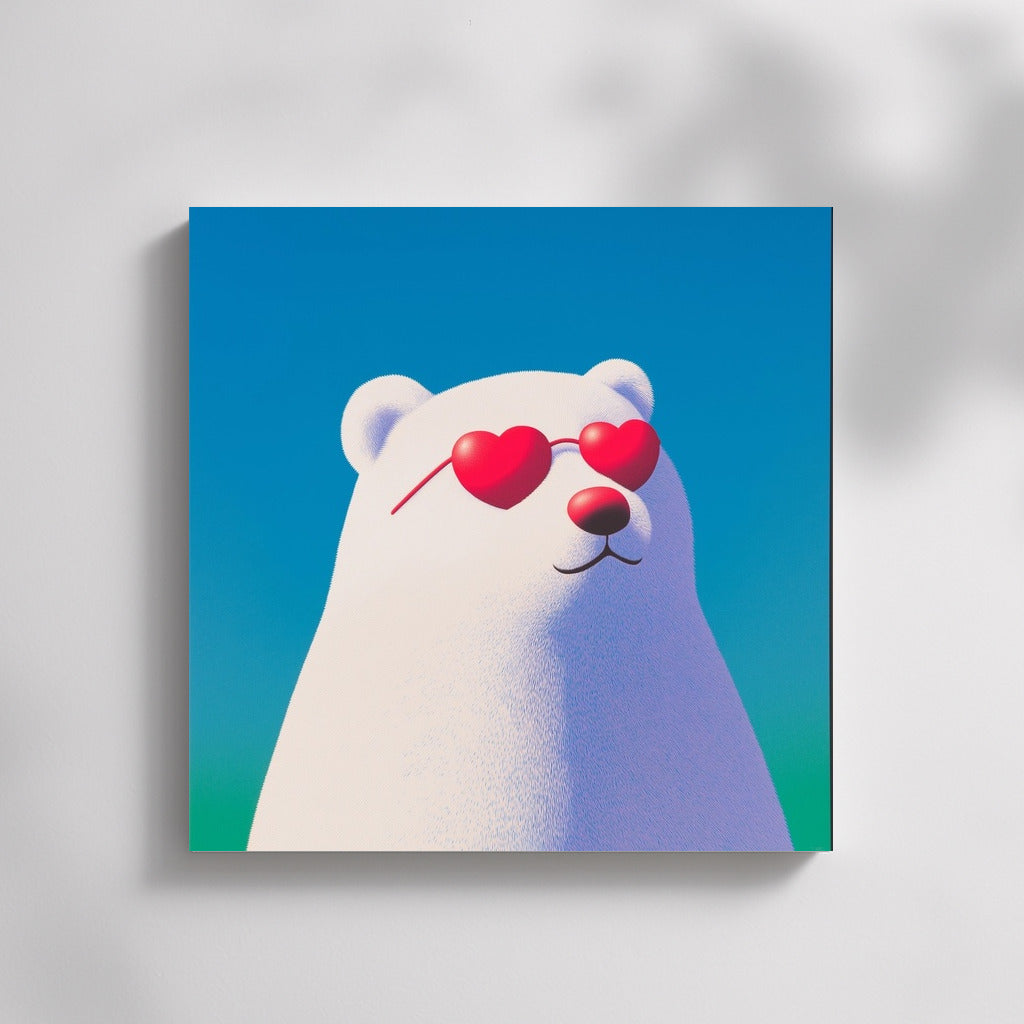 Polar Romantic: Polar Bear in Love Glasses