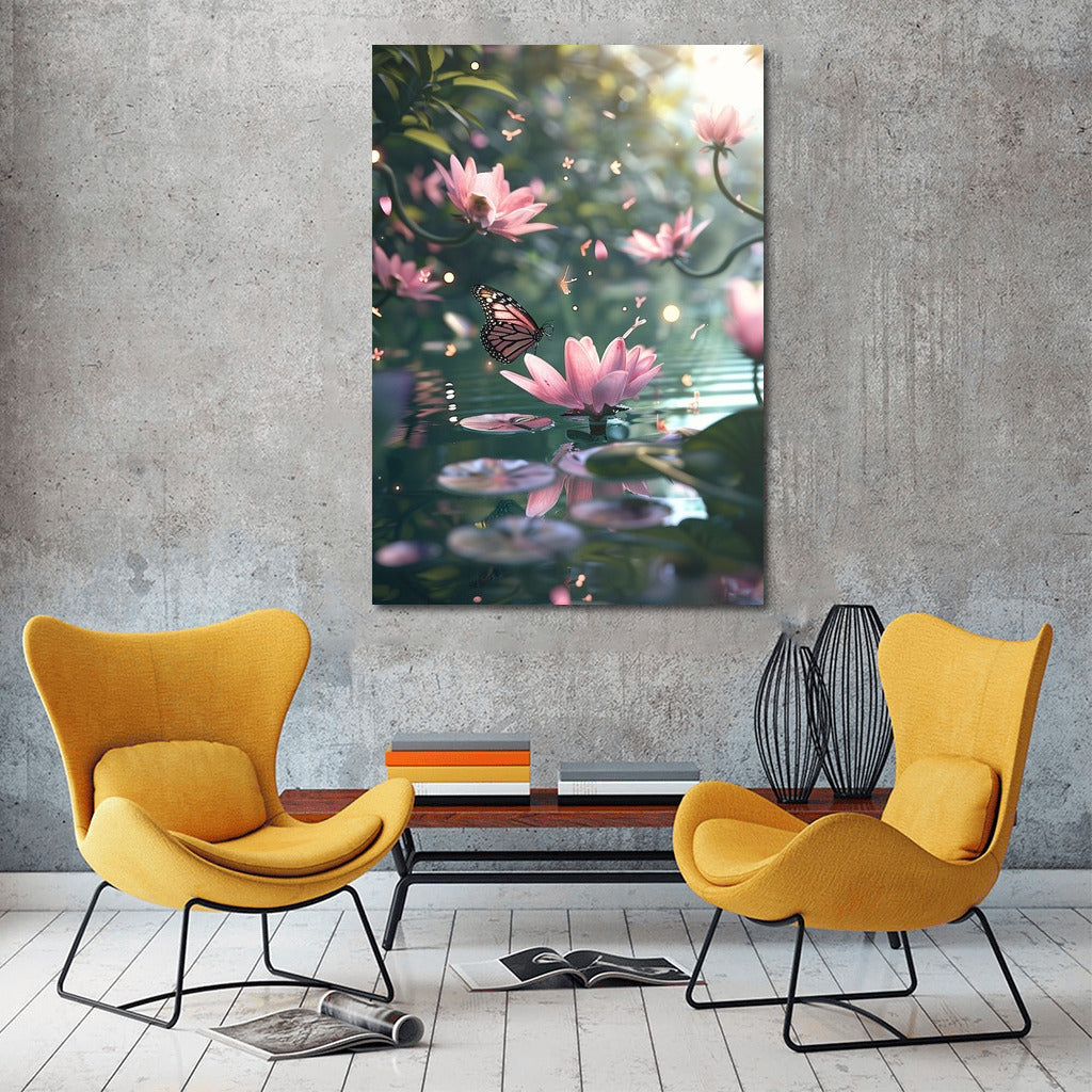 Dance of wings among lilies