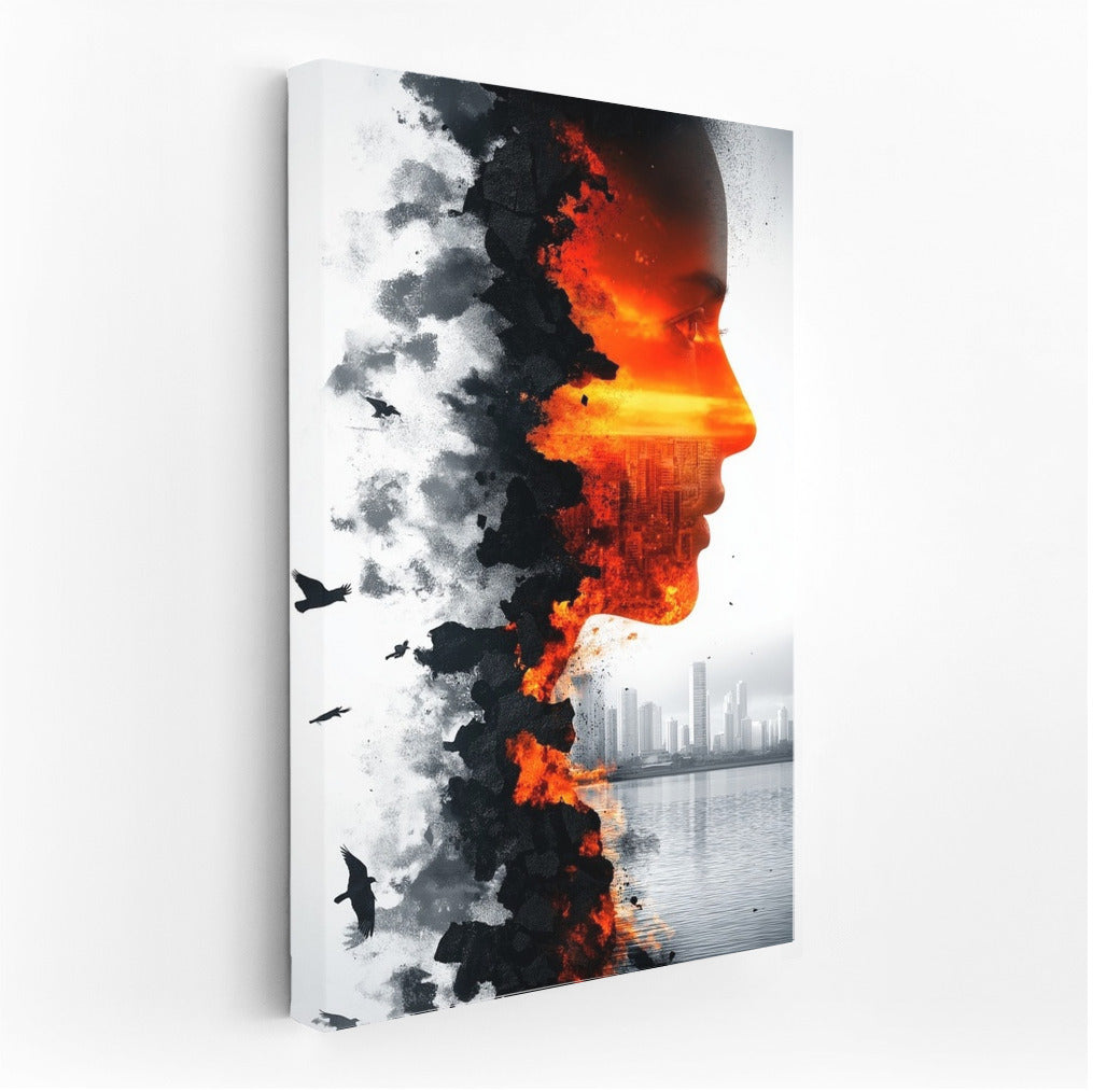 Silhouette Fusion: Sunset Urban Muse