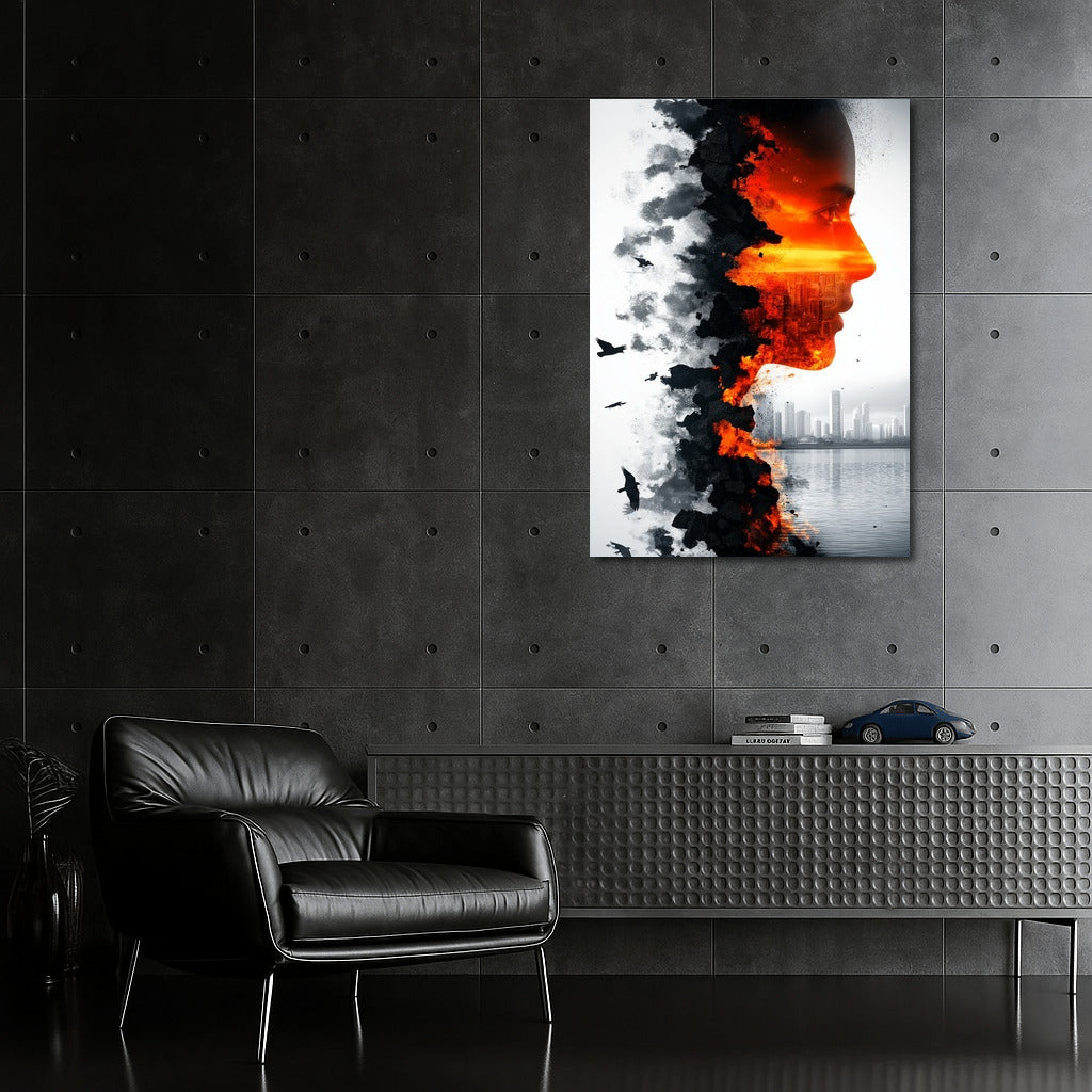 Silhouette Fusion: Sunset Urban Muse