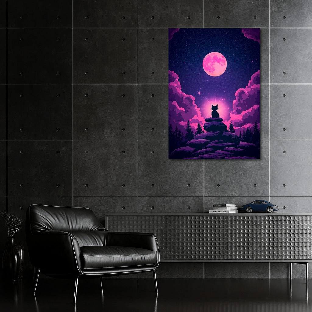 Moon Cat: Star Dance Under Pink Light
