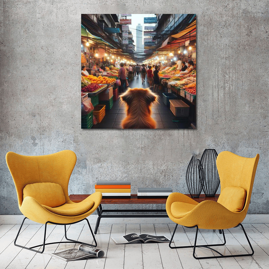 Dog at the Fair: Urban Energy in Vibrant Colours