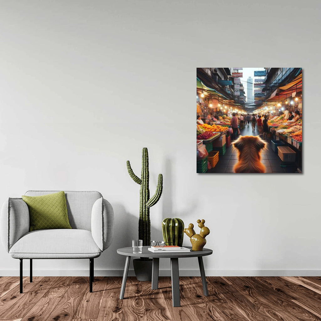 Dog at the Fair: Urban Energy in Vibrant Colours