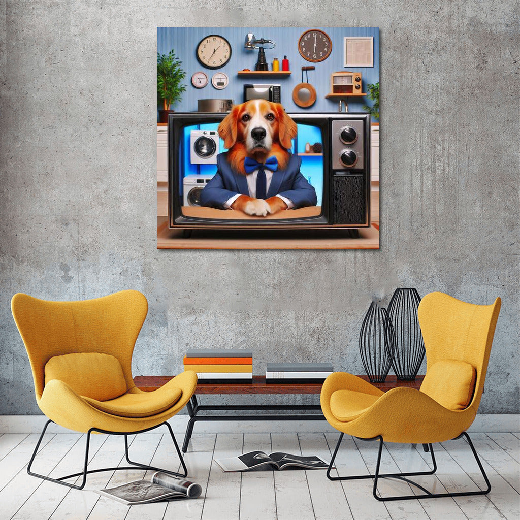 Retro TV: Stylish Dog in a Suit for Your Interior