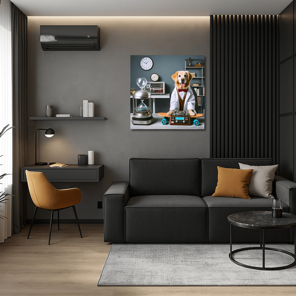 Scientist Dog in the Lab: Stylish Decor with a Touch of Humor