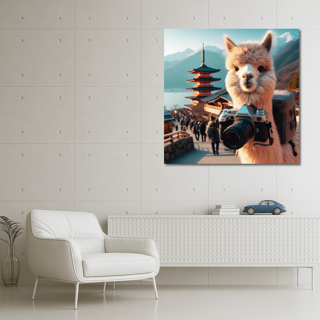 Lama-photographer at an ancient temple: humor and adventure for your interior
