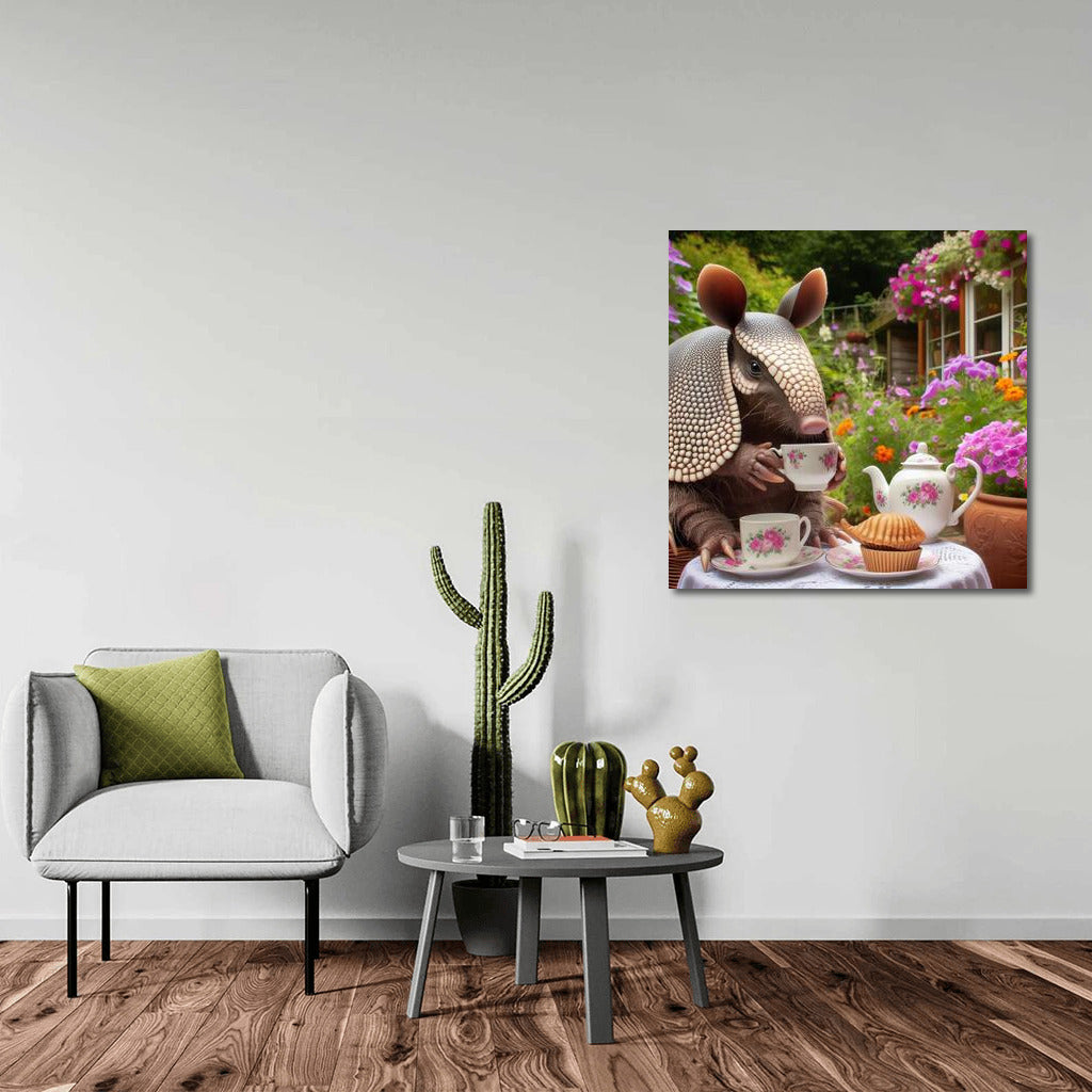 Armadillo Tea Party in a Blooming English Garden