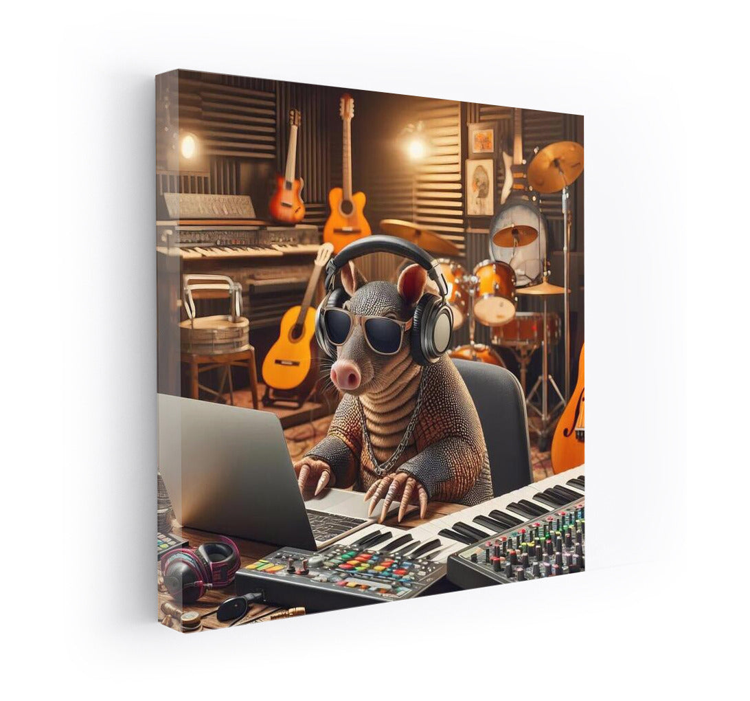 Musical Armadillo: Producer in Headphones