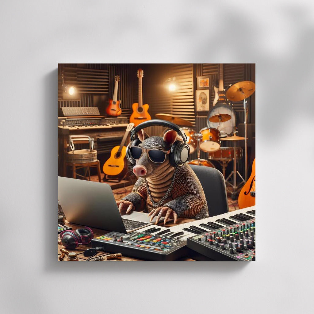 Musical Armadillo: Producer in Headphones