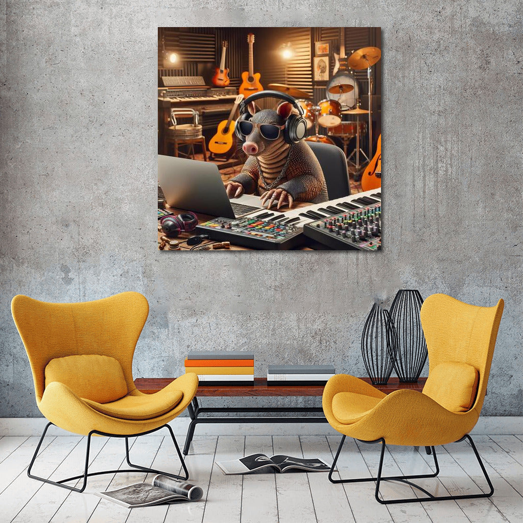 Musical Armadillo: Producer in Headphones