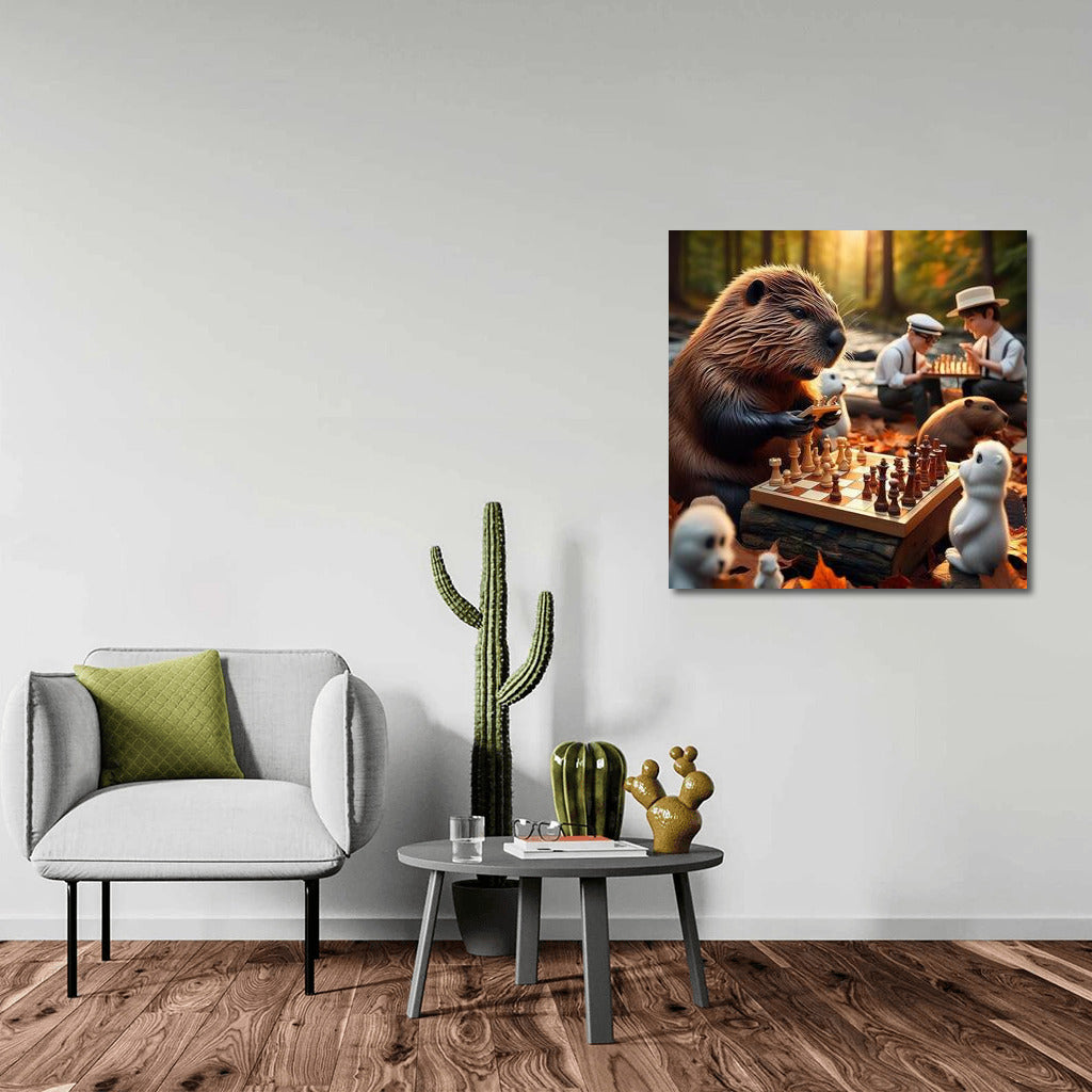 Chess Beaver in Autumn Park: The Magic of Wall Decor