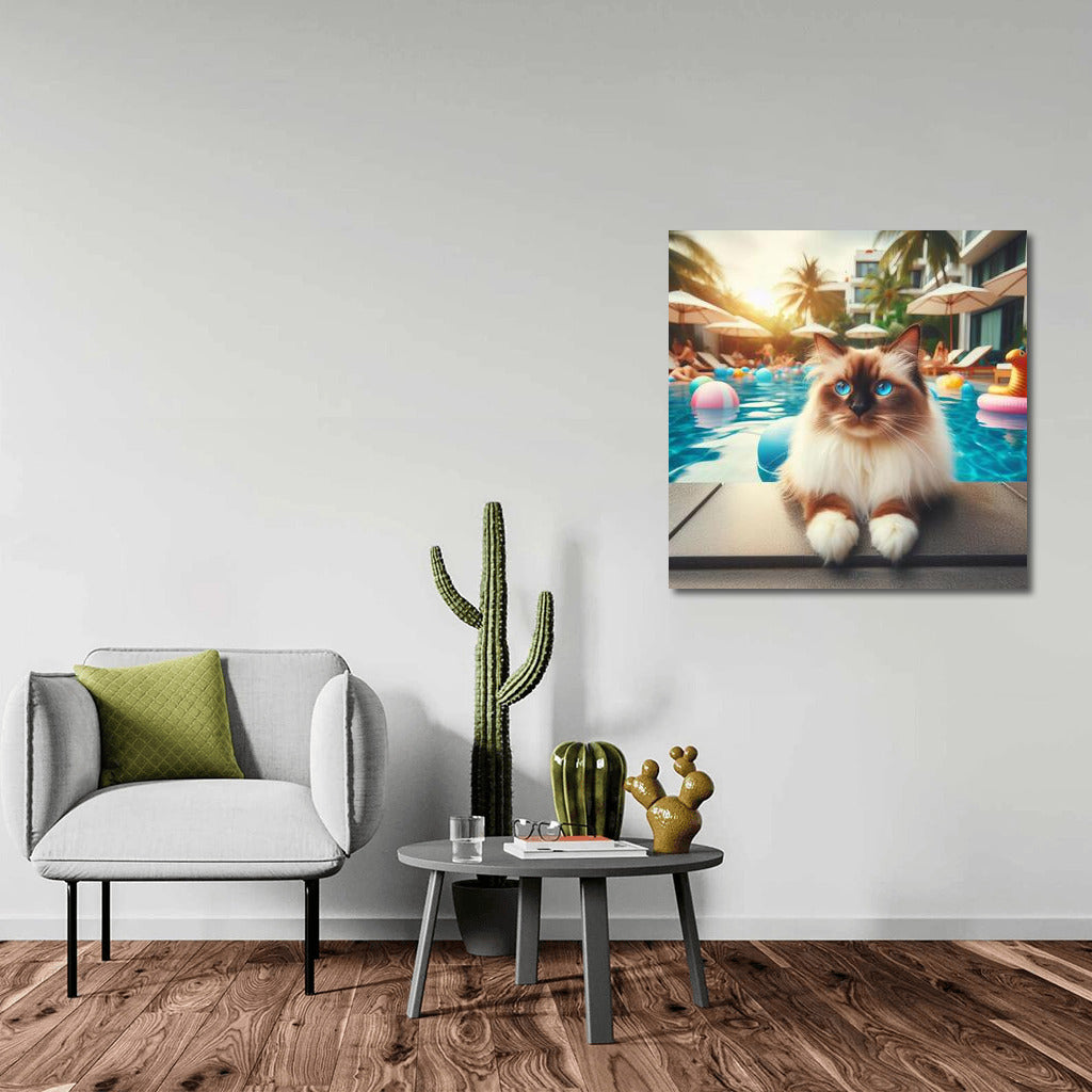 Burmese Cat by the Pool: Elegance and Style