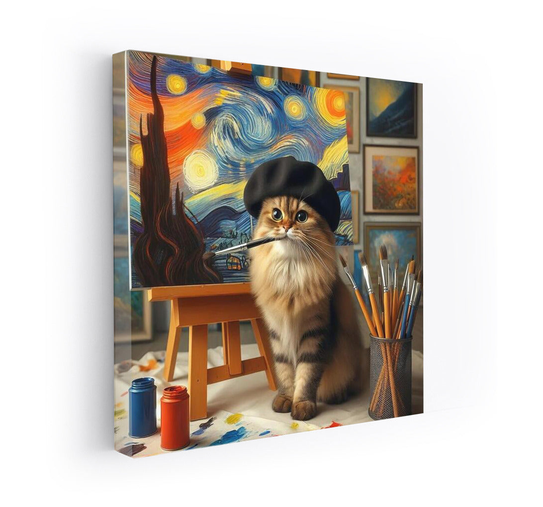 British Lop-Eared Artist: Cat in a Beret with a Brush