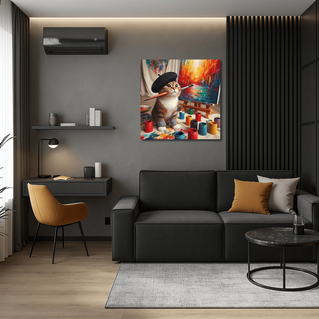 British Shorthair Cat Artist: Bright Moments in the Studio