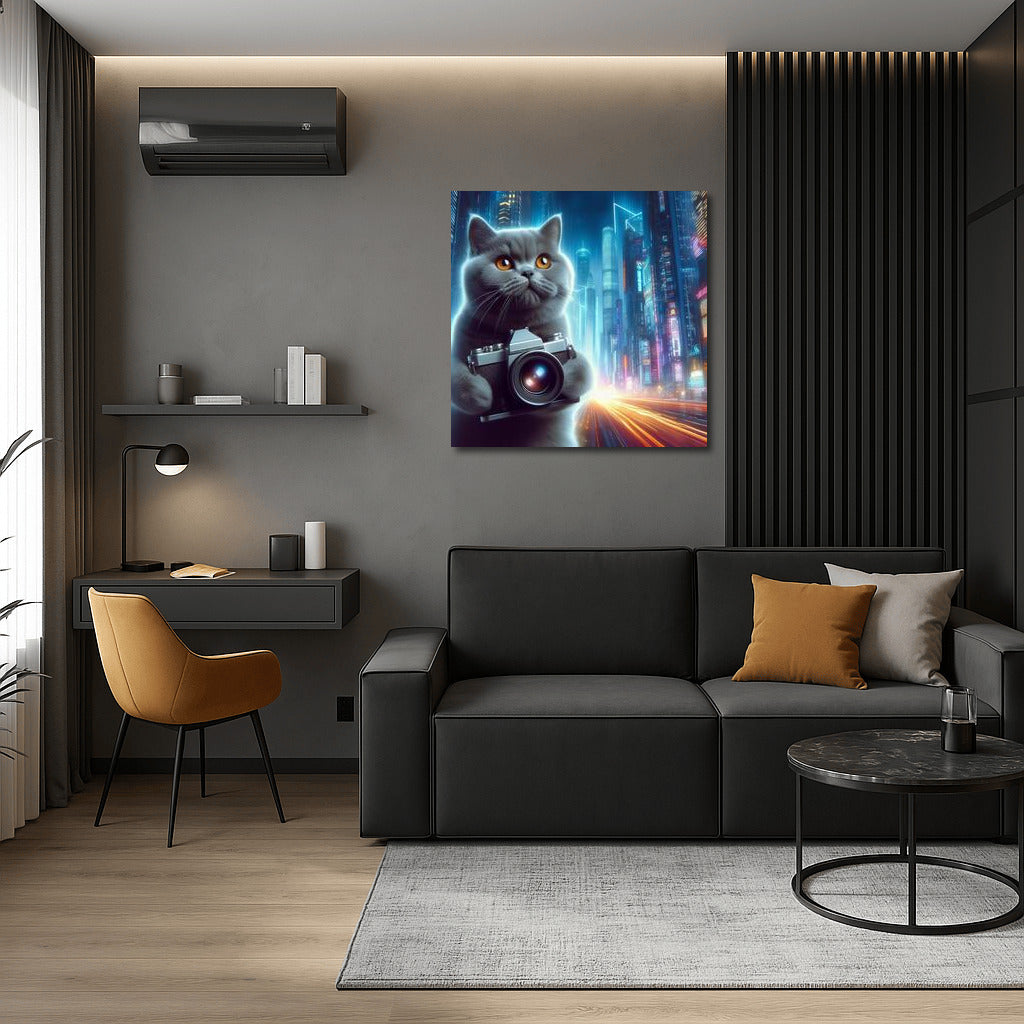 British Shorthair Photographer in the City of the Future: Tenderness and Futurism