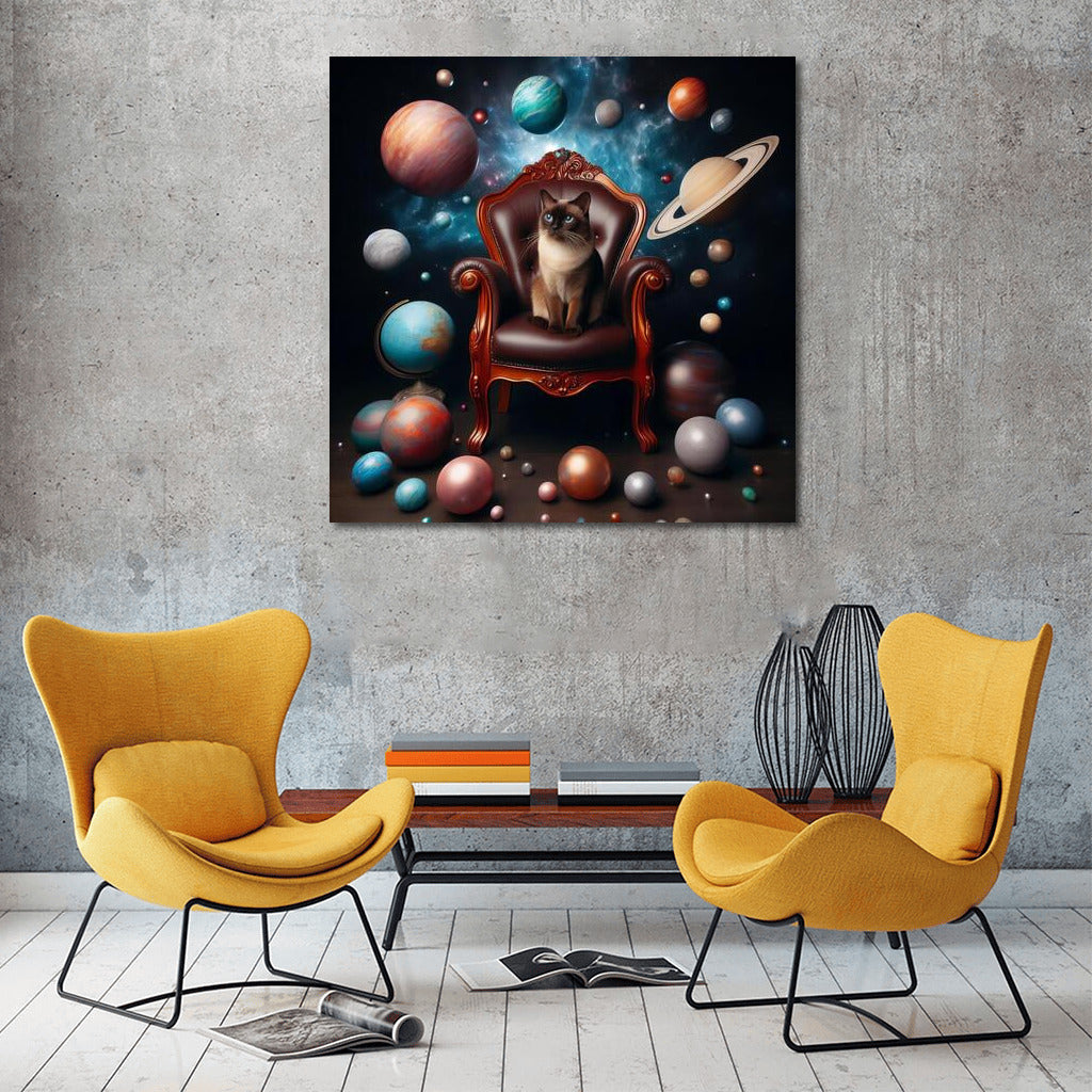 Galactic Overlord: Burmese Cat on the Throne at the Center of the Universe