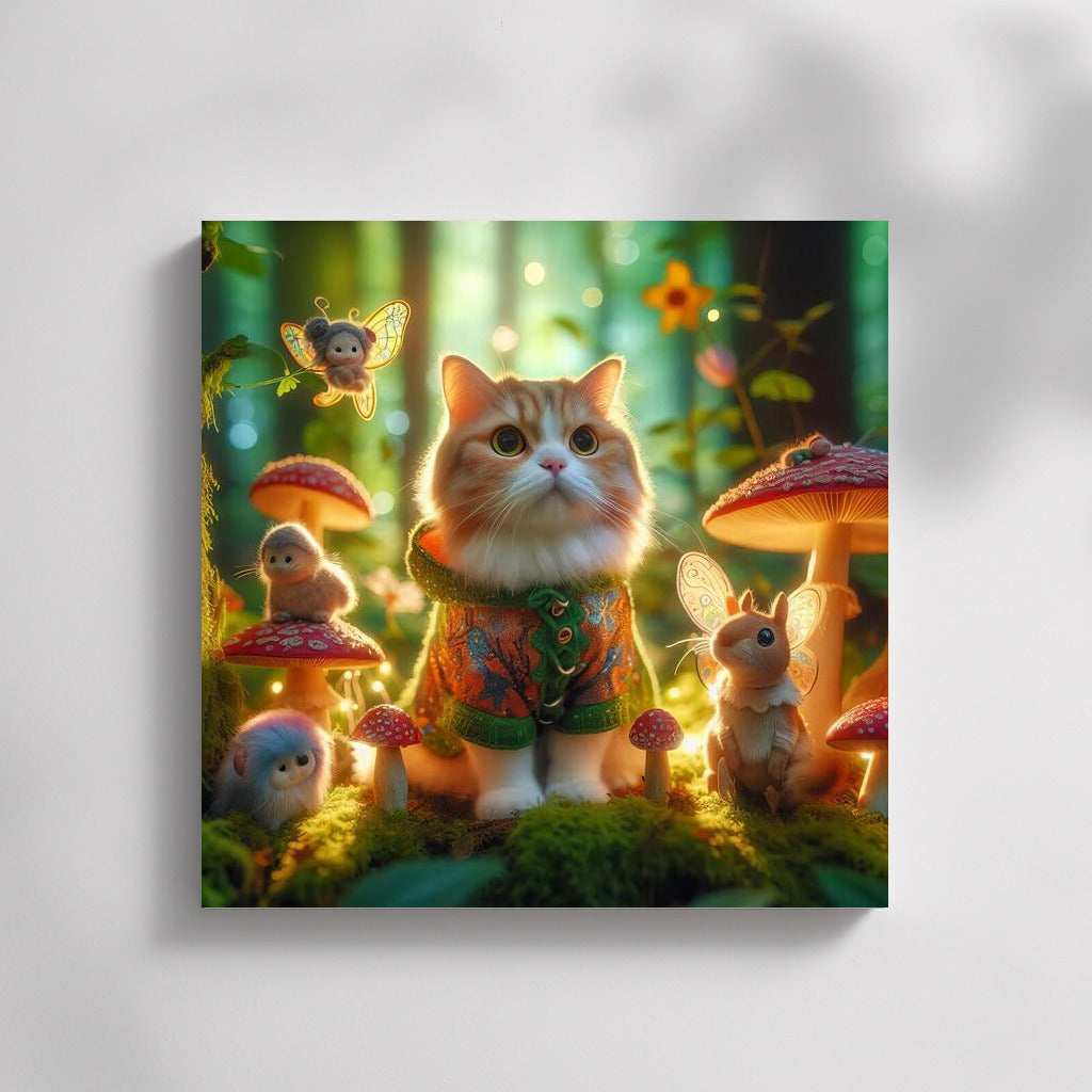Magic Cat in the Fairytale Forest: Fairies and Mushrooms