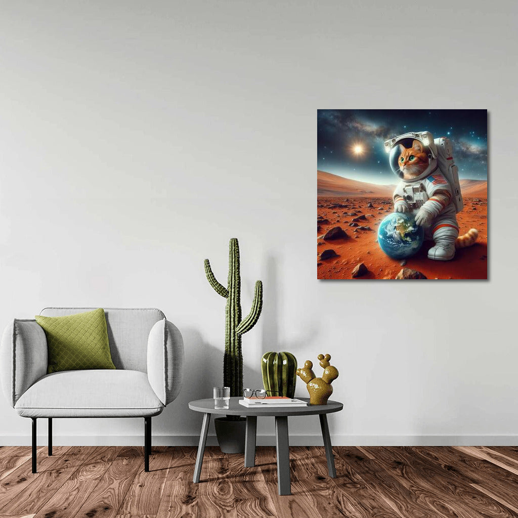 Space Cat in a Spacesuit on Mars: A Look at Earth